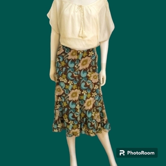 Sag Harbor Dresses & Skirts - VTG SAG HARBOR 1990s Fairycore Brown Floral Chiffon Longline Slip Skirt
